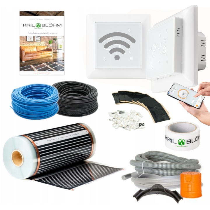 Sada vykurovacej fólie podlahový termoregulátor 8m2 140W/m2 +Bruin T-5 WiFi